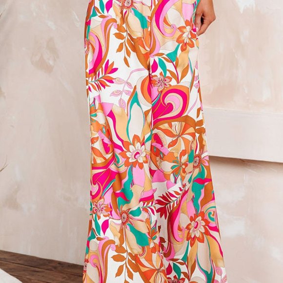 Orange Floral Print Wide-Leg Pant - Picture 3 of 4